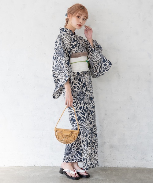 ゆかた館グレース（ユカタカングレース）の「こだわり浴衣５点セット（浴衣・レディース・ネイビー/ブルーグレー/ピンク/ベージュ・FREE）」の13枚目の写真