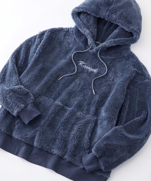 KANGOL(カンゴール)の「KANGOL / カンゴール 別注 シャギーボア ロゴ刺繍 オーバーサイズ プルオーバーパーカー(パーカー・メンズ・アイボリー/ブラウン系その他/グレイッシュベージュ/グレイッシュブルー/ブラック/ベージュ/グレー/ブラウン・M/L)」の8枚目の写真