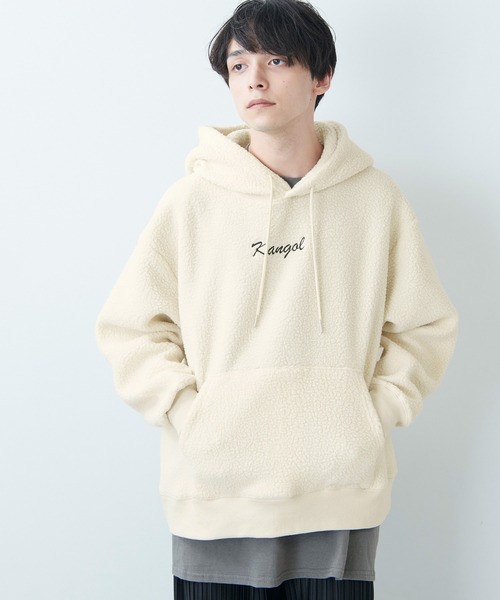 KANGOL(カンゴール)の「KANGOL / カンゴール 別注 シャギーボア ロゴ刺繍 オーバーサイズ プルオーバーパーカー(パーカー・メンズ・アイボリー/ブラウン系その他/グレイッシュベージュ/グレイッシュブルー/ブラック/ベージュ/グレー/ブラウン・M/L)」の9枚目の写真