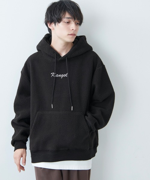 KANGOL(カンゴール)の「KANGOL / カンゴール 別注 シャギーボア ロゴ刺繍 オーバーサイズ プルオーバーパーカー(パーカー・メンズ・アイボリー/ブラウン系その他/グレイッシュベージュ/グレイッシュブルー/ブラック/ベージュ/グレー/ブラウン・M/L)」の10枚目の写真