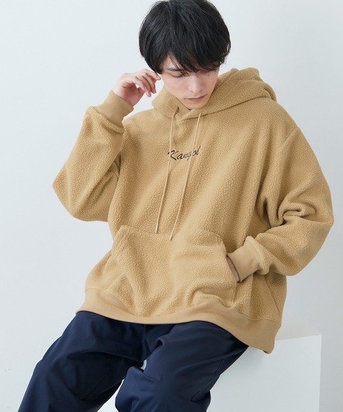 KANGOL(カンゴール)の「KANGOL / カンゴール 別注 シャギーボア ロゴ刺繍 オーバーサイズ プルオーバーパーカー(パーカー・メンズ・アイボリー/ブラウン系その他/グレイッシュベージュ/グレイッシュブルー/ブラック/ベージュ/グレー/ブラウン・M/L)」の14枚目の写真