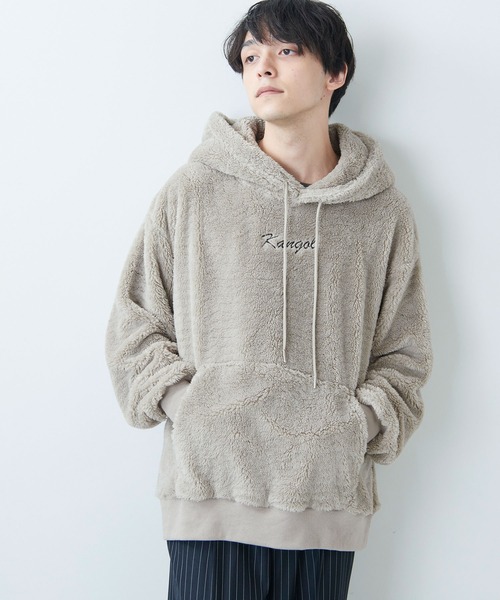 KANGOL(カンゴール)の「KANGOL / カンゴール 別注 シャギーボア ロゴ刺繍 オーバーサイズ プルオーバーパーカー(パーカー・メンズ・アイボリー/ブラウン系その他/グレイッシュベージュ/グレイッシュブルー/ブラック/ベージュ/グレー/ブラウン・M/L)」の15枚目の写真