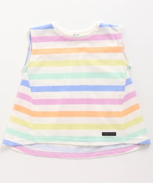 BREEZE（ブリーズ）の「カラフルボーダーフレンチTシャツ（Tシャツ/カットソー・キッズ・マルチ/レモンイエロー・90/110/120/140/150/100/130）」の2枚目の写真