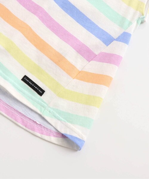 BREEZE（ブリーズ）の「カラフルボーダーフレンチTシャツ（Tシャツ/カットソー・キッズ・マルチ/レモンイエロー・90/110/120/140/150/100/130）」の7枚目の写真