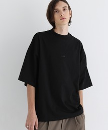 ペールトーンサマーモックネックビッグシルエットロゴTシャツ