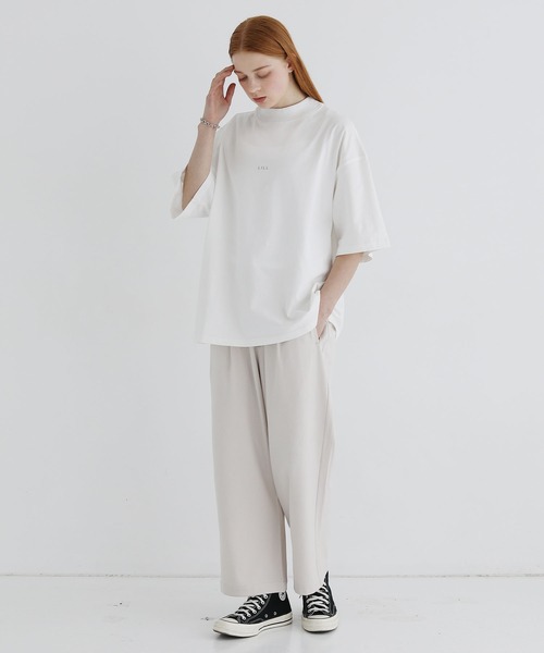 LILL(リル)の「ペールトーンサマーモックネックビッグシルエットロゴTシャツ(Tシャツ/カットソー・メンズ・ホワイト/ライトブルー/ブラック/パープル/ネイビー/グレー系/ブラウン系・S/M/L/XL/XS)」の8枚目の写真
