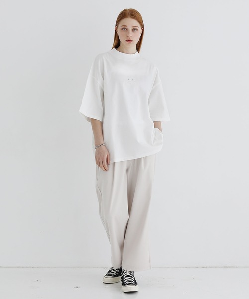 LILL(リル)の「ペールトーンサマーモックネックビッグシルエットロゴTシャツ(Tシャツ/カットソー・メンズ・ホワイト/ライトブルー/ブラック/パープル/ネイビー/グレー系/ブラウン系・S/M/L/XL/XS)」の19枚目の写真