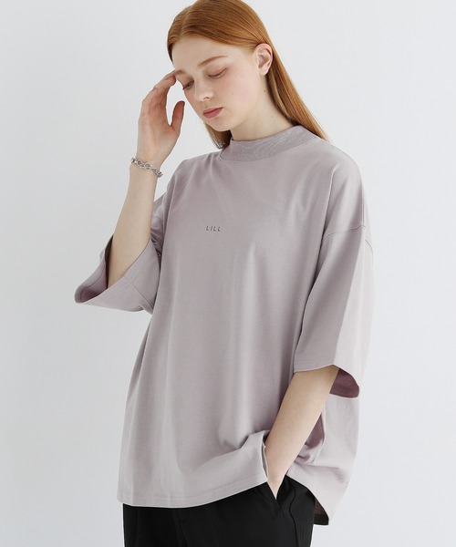 LILL(リル)の「ペールトーンサマーモックネックビッグシルエットロゴTシャツ(Tシャツ/カットソー・メンズ・ホワイト/ライトブルー/ブラック/パープル/ネイビー/グレー系/ブラウン系・S/M/L/XL/XS)」の10枚目の写真