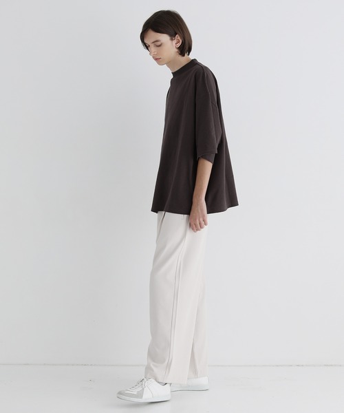 LILL(リル)の「ペールトーンサマーモックネックビッグシルエットロゴTシャツ(Tシャツ/カットソー・メンズ・ホワイト/ライトブルー/ブラック/パープル/ネイビー/グレー系/ブラウン系・S/M/L/XL/XS)」の11枚目の写真
