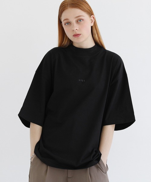 LILL(リル)の「ペールトーンサマーモックネックビッグシルエットロゴTシャツ(Tシャツ/カットソー・メンズ・ホワイト/ライトブルー/ブラック/パープル/ネイビー/グレー系/ブラウン系・S/M/L/XL/XS)」の9枚目の写真