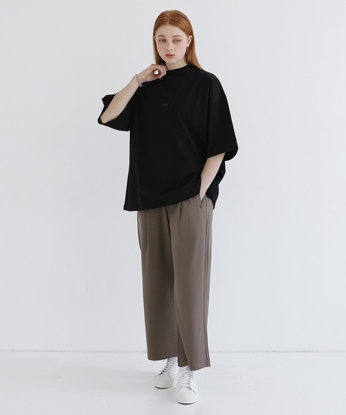 LILL(リル)の「ペールトーンサマーモックネックビッグシルエットロゴTシャツ(Tシャツ/カットソー・メンズ・ホワイト/ライトブルー/ブラック/パープル/ネイビー/グレー系/ブラウン系・S/M/L/XL/XS)」の20枚目の写真