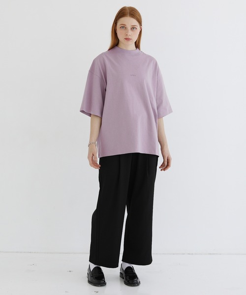 LILL(リル)の「ペールトーンサマーモックネックビッグシルエットロゴTシャツ(Tシャツ/カットソー・メンズ・ホワイト/ライトブルー/ブラック/パープル/ネイビー/グレー系/ブラウン系・S/M/L/XL/XS)」の15枚目の写真