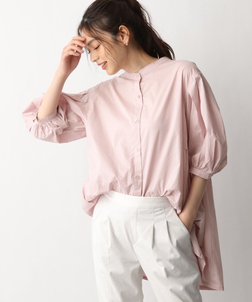 GLOBAL WORK（グローバルワーク）の「コットン／バックキリカエブラウス/939881（シャツ/ブラウス・レディース・ライトグレー/ホワイト/ダークグレー/ライトピンク・FREE）」の4枚目の写真