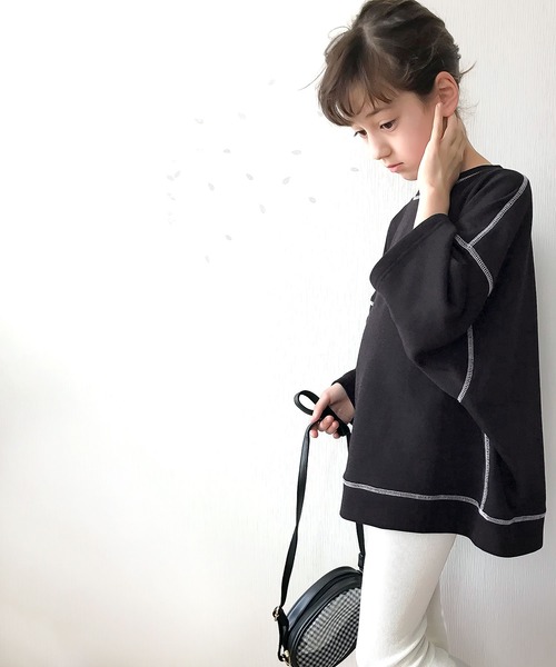 classicalelf（クラシカルエルフ）の「月グラフィックプリントで1+ 配色ステッチbigスウェット（スウェット・キッズ・ホワイト/ブラック・130/140/150/160）」の10枚目の写真