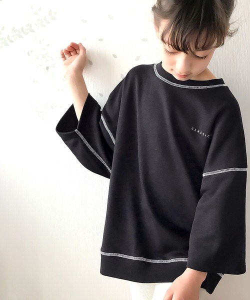 classicalelf（クラシカルエルフ）の「月グラフィックプリントで1+ 配色ステッチbigスウェット（スウェット・キッズ・ホワイト/ブラック・130/140/150/160）」の12枚目の写真