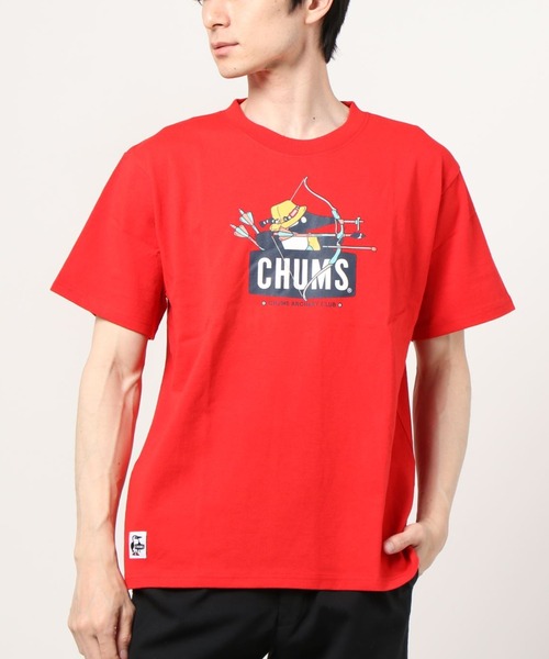 CHUMS(チャムス)の「【WEB限定】CHUMS/チャムス 半袖Tシャツ 01-1707(Tシャツ/カットソー・メンズ・レッド/ホワイト/ブルー・M/L)」の1枚目の写真