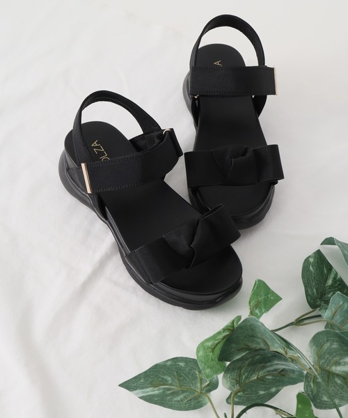 Honeys（ハニーズ）の「リボンサンダル（サンダル・レディース・ブラック/グレー/ベージュ・L/LL/M）」の2枚目の写真