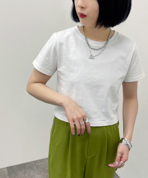apres jour mignon(アプレジュールミニョン)の「ショートTシャツ【ZOZOTOWN限定アイテム】(Tシャツ/カットソー・レディース・ブラック/オフホワイト/ブラック系その他・フリー)」の4枚目の写真