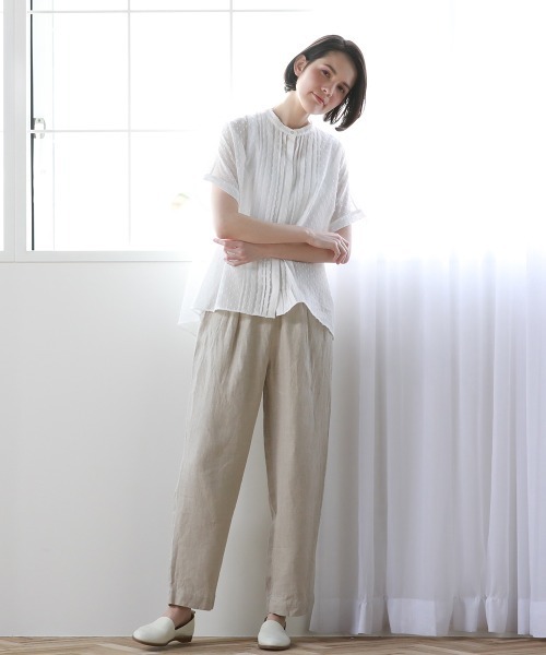 Pao de lo(パオデロ)の「先染めリネンへリンボンパンツ(その他パンツ・レディース・ブラック/ベージュ/オフホワイト・9号/7号)」の5枚目の写真