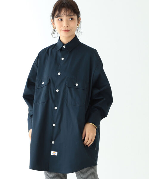 BEAMS BOY（ビームスボーイ）の「Dickies × BEAMS BOY / 別注 Detach Collar Work Shirts（シャツ/ブラウス・レディース・ネイビー/カーキ・ONE SIZE）」の2枚目の写真