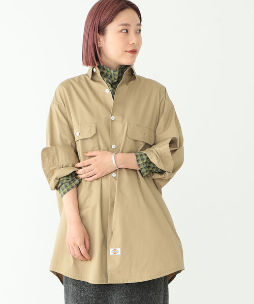 BEAMS BOY（ビームスボーイ）の「Dickies × BEAMS BOY / 別注 Detach Collar Work Shirts（シャツ/ブラウス・レディース・ネイビー/カーキ・ONE SIZE）」の5枚目の写真
