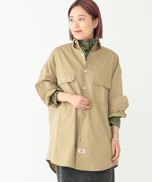 BEAMS BOY（ビームスボーイ）の「Dickies × BEAMS BOY / 別注 Detach Collar Work Shirts（シャツ/ブラウス・レディース・ネイビー/カーキ・ONE SIZE）」の6枚目の写真