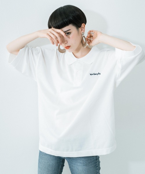 Mark Gonzales(マーク・ゴンザレス)の「Mark Gonzales/マークゴンザレス ロゴ刺繍 ビッグシルエット 半袖ラガーシャツ(ポロシャツ・メンズ・ホワイト/ブラック/ブルーグリーン/グレイッシュベージュ/ダークグリーン・M/L/XL)」の17枚目の写真