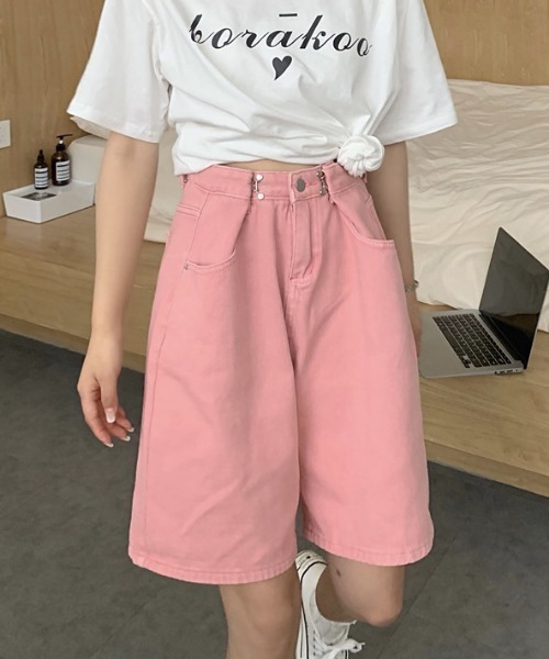 MANGROVE（マングローブ）の「カラーハイウエストデニムパンツ（デニムパンツ・レディース・ホワイト/ライトブルー/ピンク/ターコイズブルー・MEDIUM/LARGE）」の9枚目の写真