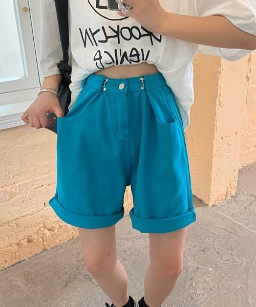 MANGROVE（マングローブ）の「カラーハイウエストデニムパンツ（デニムパンツ・レディース・ホワイト/ライトブルー/ピンク/ターコイズブルー・MEDIUM/LARGE）」の14枚目の写真