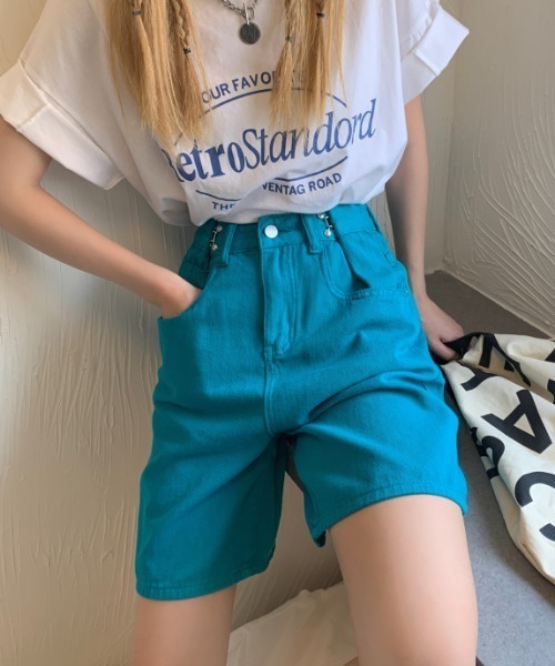 MANGROVE（マングローブ）の「カラーハイウエストデニムパンツ（デニムパンツ・レディース・ホワイト/ライトブルー/ピンク/ターコイズブルー・MEDIUM/LARGE）」の5枚目の写真