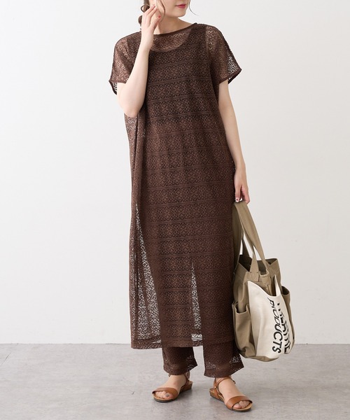 PUAL CE CIN（ピュアルセシン）の「ラッセルレース2WAYワンピース（ワンピース・レディース・ブラック/ブラウン/グレー/アイボリー・FREE）」の5枚目の写真