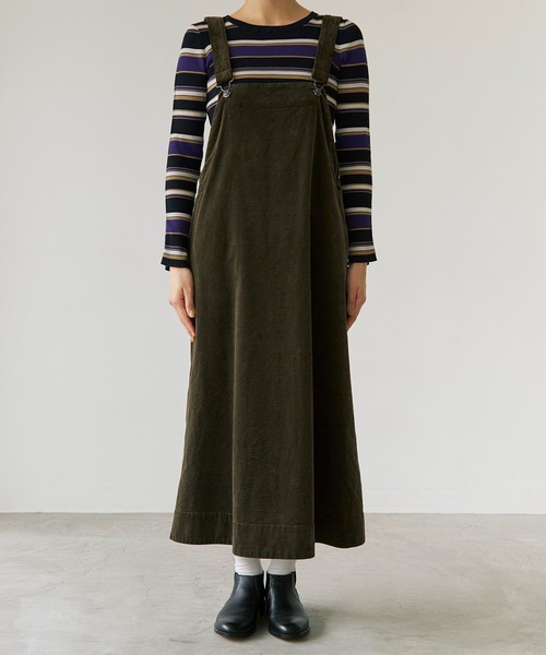 note et silence （ノートエシロンス）の「顔料染コーデュロイ ジャンパースカート（ジャンパースカート・レディース・カーキ/マスタード/グレー・FREE）」の11枚目の写真