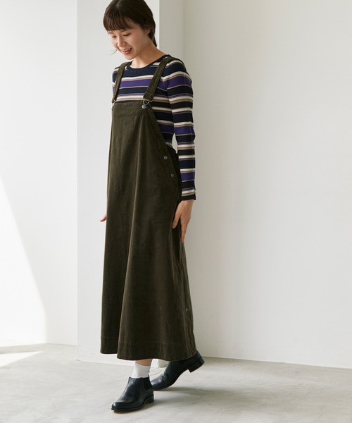 note et silence （ノートエシロンス）の「顔料染コーデュロイ ジャンパースカート（ジャンパースカート・レディース・カーキ/マスタード/グレー・FREE）」の9枚目の写真