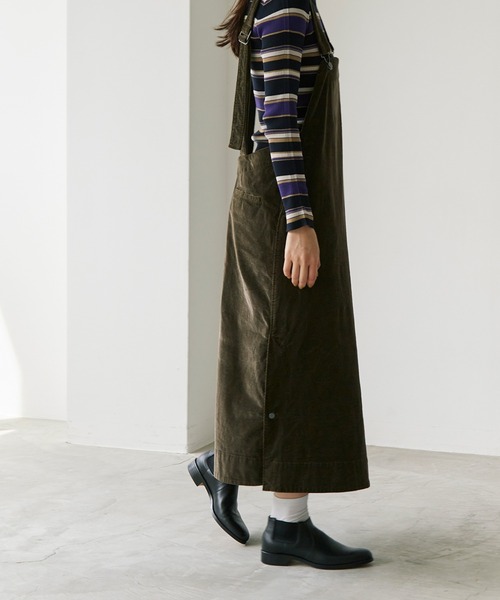 note et silence （ノートエシロンス）の「顔料染コーデュロイ ジャンパースカート（ジャンパースカート・レディース・カーキ/マスタード/グレー・FREE）」の7枚目の写真
