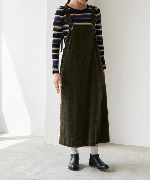 note et silence （ノートエシロンス）の「顔料染コーデュロイ ジャンパースカート（ジャンパースカート・レディース・カーキ/マスタード/グレー・FREE）」の6枚目の写真