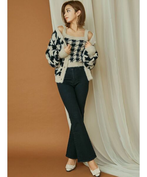 RESEXXY（リゼクシー）の「ハウンドツースコンパクトカーデ【セットアップ着用可能】（カーディガン/ボレロ・レディース・ブラック/ブルー/ラベンダー・FREE）」の10枚目の写真