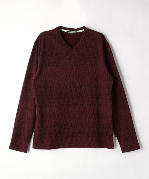 HIDEAWAYS NICOLE（ハイダウェイニコル）の「カスレブリスタージャカードＶネック（Tシャツ/カットソー・メンズ・ブラック×ホワイト/ホワイト×ブラック/レッド系その他・MEDIUM/LARGE/X-LARGE）」の3枚目の写真