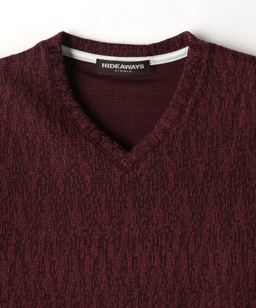 HIDEAWAYS NICOLE（ハイダウェイニコル）の「カスレブリスタージャカードＶネック（Tシャツ/カットソー・メンズ・ブラック×ホワイト/ホワイト×ブラック/レッド系その他・MEDIUM/LARGE/X-LARGE）」の11枚目の写真