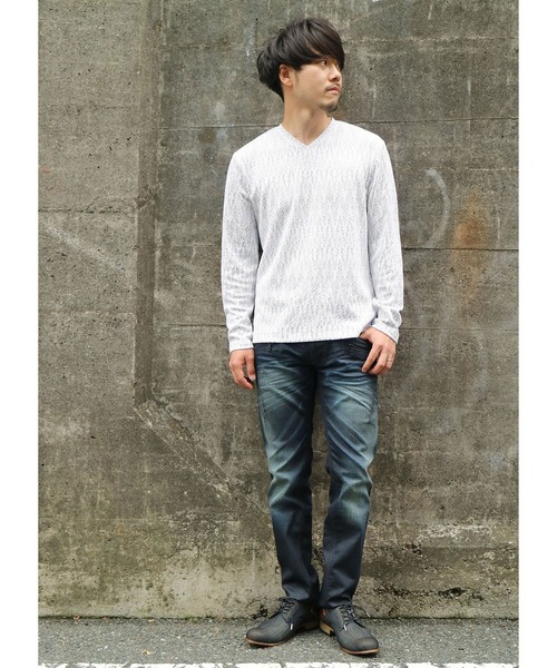 HIDEAWAYS NICOLE（ハイダウェイニコル）の「カスレブリスタージャカードＶネック（Tシャツ/カットソー・メンズ・ブラック×ホワイト/ホワイト×ブラック/レッド系その他・MEDIUM/LARGE/X-LARGE）」の6枚目の写真