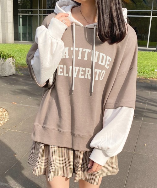 apres jour(アプレジュール)の「レイヤードフーディ【ZOZOTOWN限定アイテム】【8PO】(スウェット)」|モカ