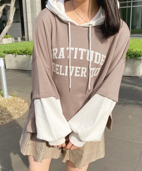 apres jour(アプレジュール)の「レイヤードフーディ【ZOZOTOWN限定アイテム】【8PO】(スウェット・レディース・グリーン/ダークブルー/モカ・X-LARGE/フリー)」の6枚目の写真