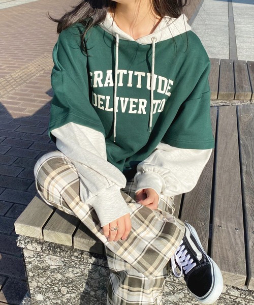apres jour(アプレジュール)の「レイヤードフーディ【ZOZOTOWN限定アイテム】【8PO】(スウェット・レディース・グリーン/ダークブルー/モカ・X-LARGE/フリー)」の14枚目の写真