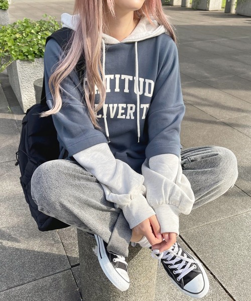 apres jour(アプレジュール)の「レイヤードフーディ【ZOZOTOWN限定アイテム】【8PO】(スウェット・レディース・グリーン/ダークブルー/モカ・X-LARGE/フリー)」の22枚目の写真