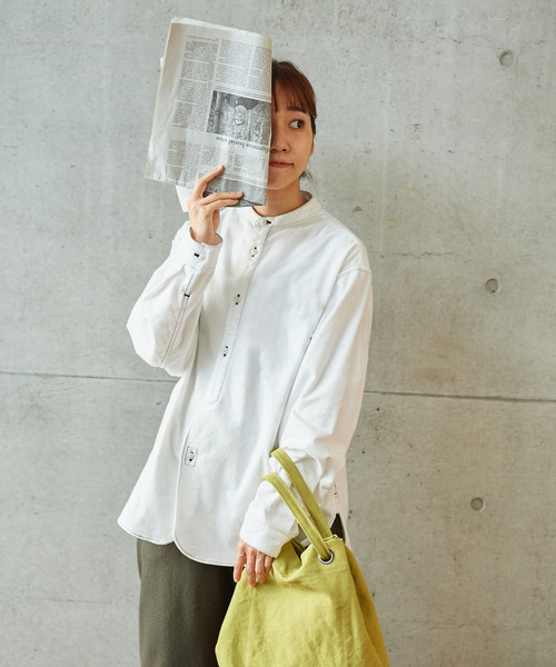 PAR ICI（パーリッシィ）の「ヴィンテージネル ワークシャツ（シャツ/ブラウス・レディース・ホワイト/ブラウン/ブラック・FREE）」の4枚目の写真