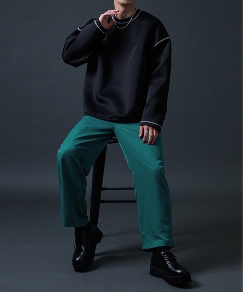 Ellno Loset(エルノロゼット)の「ポリトロトラウザーパンツ(セットアップ対応)(スラックス・メンズ・ブラック/レッド/ブルーグリーン・MEDIUM/LARGE)」の12枚目の写真