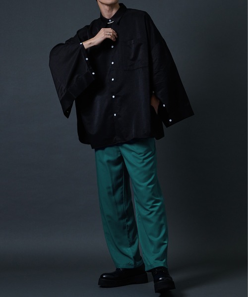 Ellno Loset(エルノロゼット)の「ポリトロトラウザーパンツ(セットアップ対応)(スラックス・メンズ・ブラック/レッド/ブルーグリーン・MEDIUM/LARGE)」の17枚目の写真