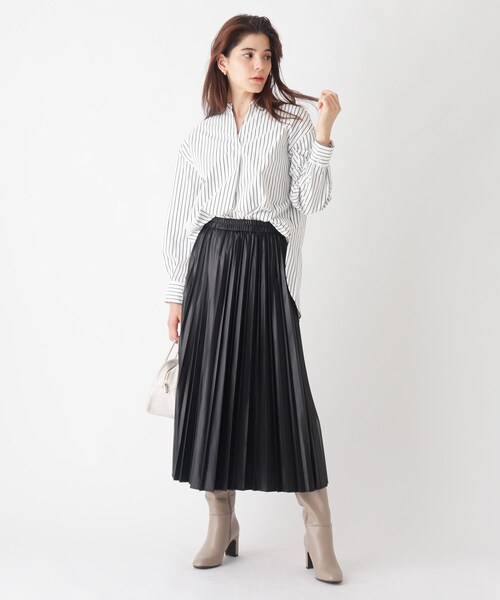 OPAQUE.CLIP（オペークドットクリップ）の「◆Vintageタイプライター　スキッパーシャツ【イージーケア/WEB限定サイズ】（シャツ/ブラウス・レディース・ブラック/ネイビー系2/チャコールグレー/ホワイト系・36/38/40/34/42）」の7枚目の写真