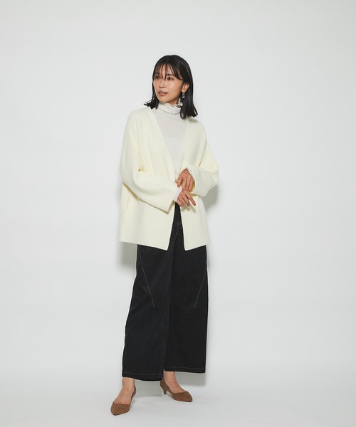 RIVE DROITE(リヴドロワ)の「脚長効果抜群の大人デニム 別珍デニムパンツ(デニムパンツ・レディース・ブラック/ネイビー・FREE)」の9枚目の写真