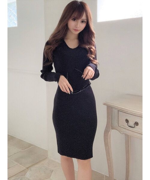 RESEXXY(リゼクシー)の「リブニット長袖ワンピース(ワンピース・レディース・ブラック/ベージュ/その他1/その他・MEDIUM/SMALL)」の2枚目の写真