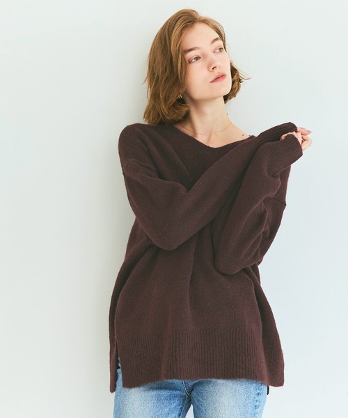 ふあふあヤク風 Vネックニットトップス（ニット/セーター）｜coca